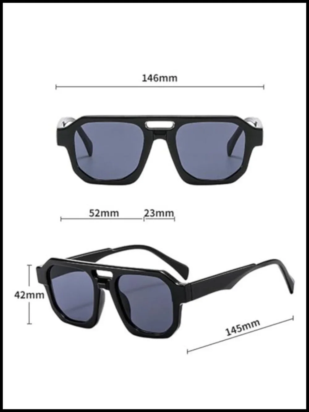 Women's Square Pilot Sunglasses UV400 Protection Double Bridge